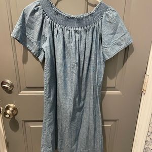 J Crew smocked neck Chambray dress